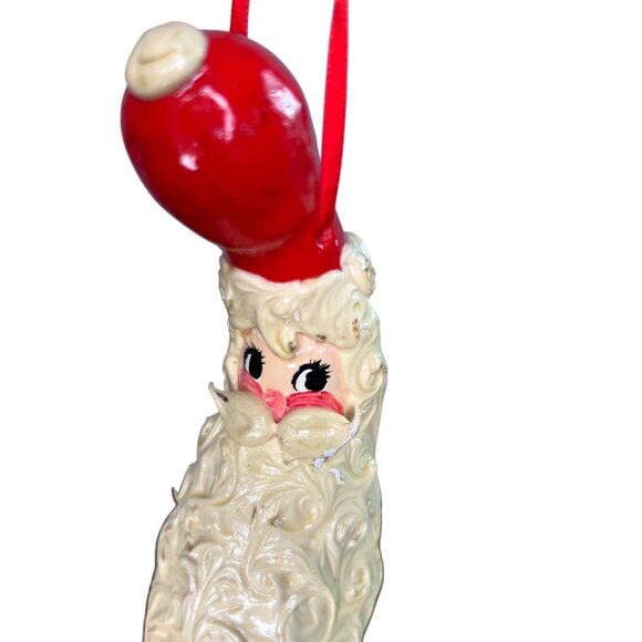 Vintage Gourd Santa Claus Hanging Christmas Ornament Red White - Picture 3 of 12